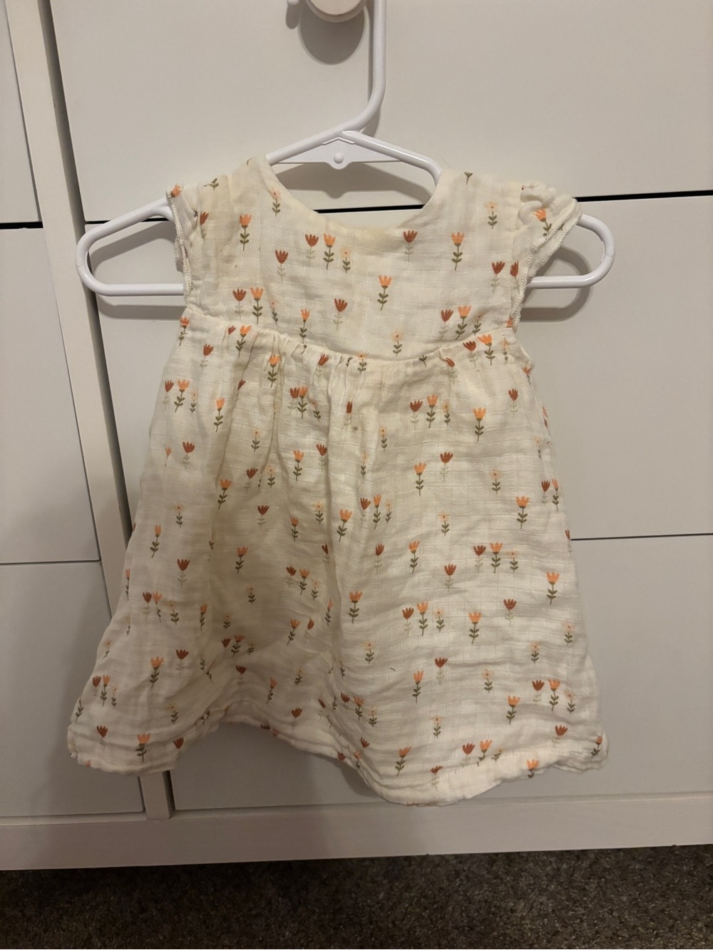 Cream Floral 100% organic Cotton Dress for toddler